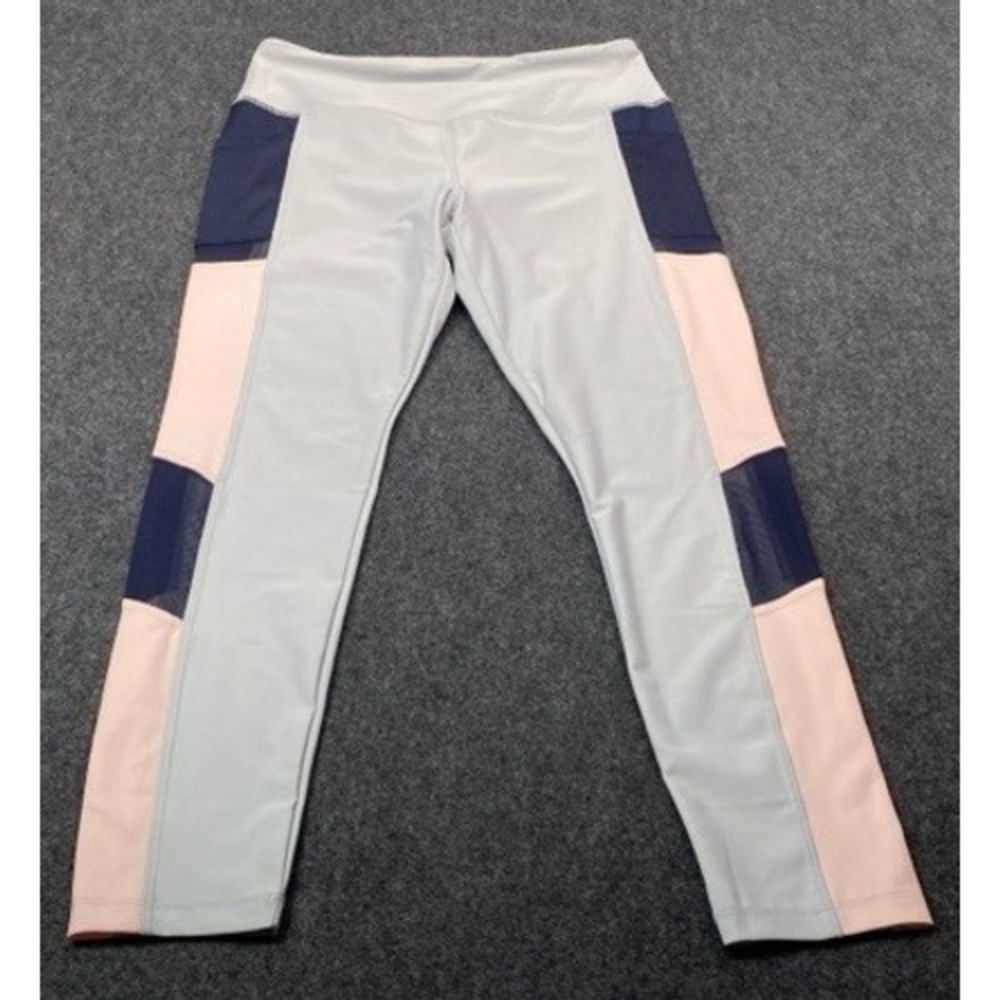 Vogo Athletica Leggings Women Large Gray Colorblock Mesh Pockets Activewear